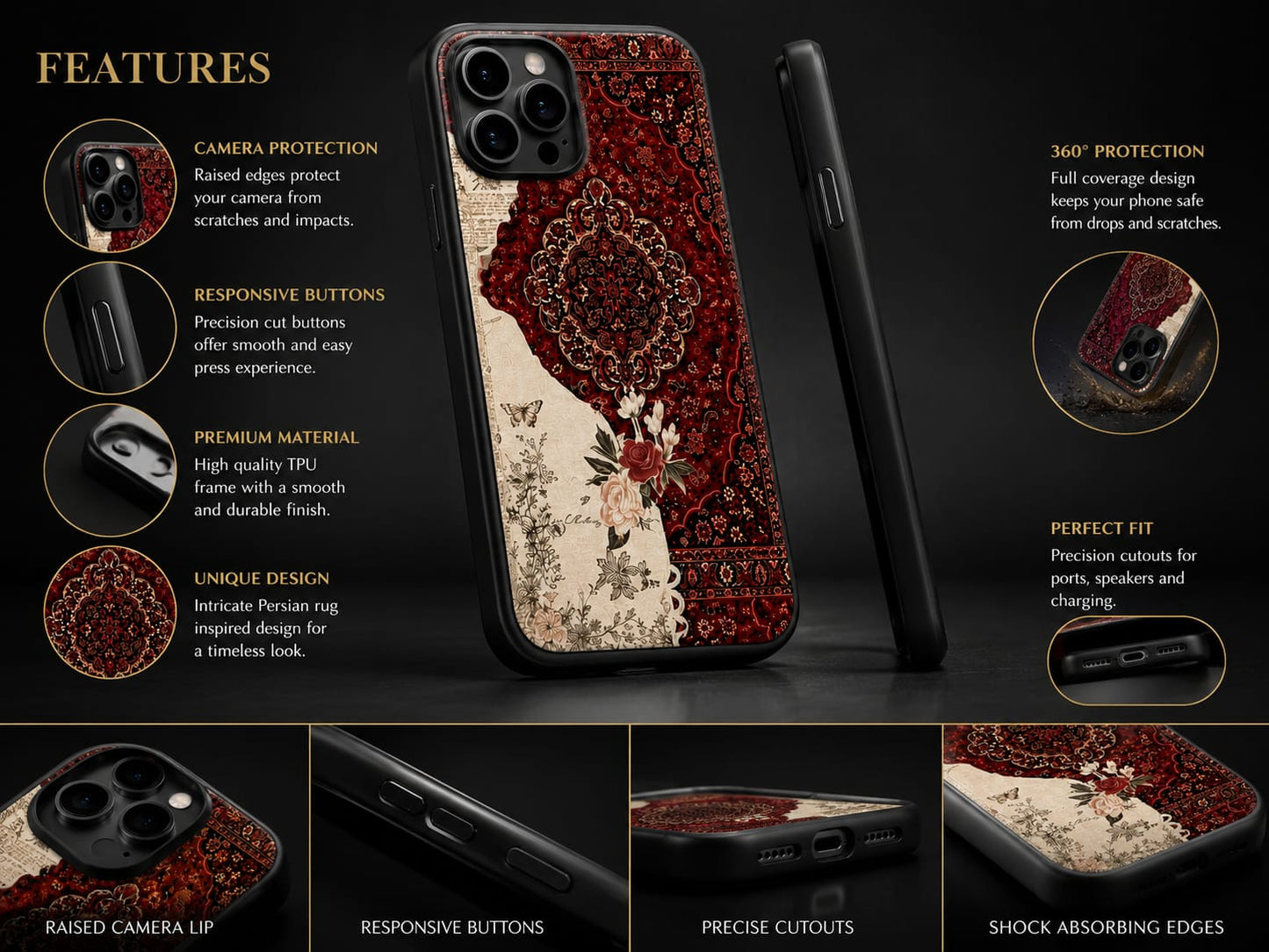 Pashmina Luxury Persian Art 2D Printed Case iphone 13 pro