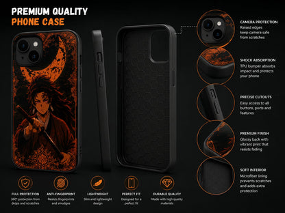 iPhone 13 Premium Anime Warrior Black Case – Shockproof Matte Finish Back Cover