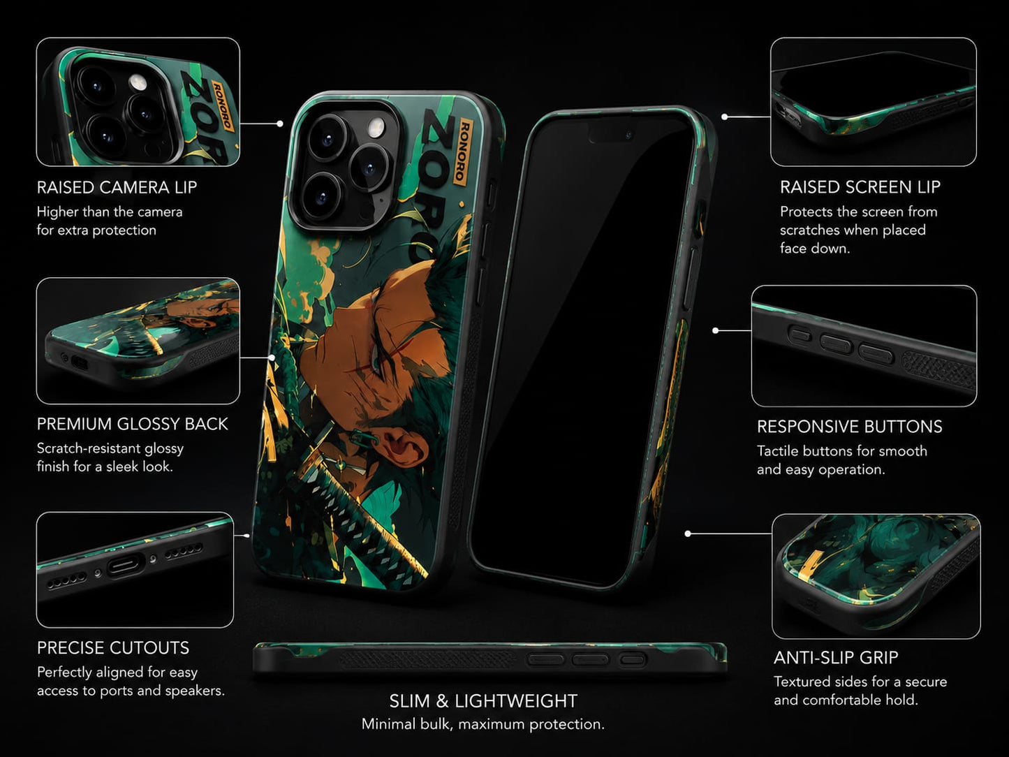 iPhone 14 Pro Anime Zoro Edition Premium Back Cover